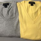 Brooks Brothers Men’s Gray/Yellow V Neck Sweater Pullover 100% Supima Cotton XL