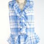 Lauren Ralph Lauren Women's Blue Ruffle Plaid Sleeveless Blouse Top /Shirt Sz 14