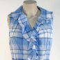 Lauren Ralph Lauren Women's Blue Ruffle Plaid Sleeveless Blouse Top /Shirt Sz 14