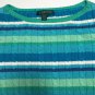 Lauren Ralph Lauren Women's Crew-Neck L/S Cable Knit Blue Striped Sweater Sz S