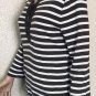 LRL Lauren Jeans Co Womens 3/4 Sleeve Gray Striped Lace-Up Blouse size Large