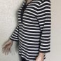 LRL Lauren Jeans Co Womens 3/4 Sleeve Gray Striped Lace-Up Blouse size Large