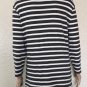 LRL Lauren Jeans Co Womens 3/4 Sleeve Gray Striped Lace-Up Blouse size Large