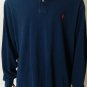 Polo Ralph Lauren Mens Long Sleeve Polo Shirt Navy Blue Red Pony Sz XL