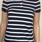 J. CREW Womens Top Classic Pique Shirt Black White Stripe Cotton size XS