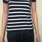 J. CREW Womens Top Classic Pique Shirt Black White Stripe Cotton size XS