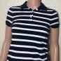 J. CREW Womens Top Classic Pique Shirt Black White Stripe Cotton size XS