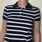 J. CREW Womens Top Classic Pique Shirt Black White Stripe Cotton size XS