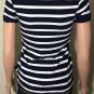 J. CREW Womens Top Classic Pique Shirt Black White Stripe Cotton size XS