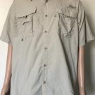 Columbia PGF Mens S/S Fishing Shirt Beige Button Down Vented Omni Shade Size L