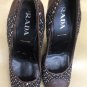Prada tweed woven marrone vintage maryjane pumps heel leather and wool tweed 39