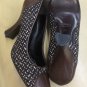 Prada tweed woven marrone vintage maryjane pumps heel leather and wool tweed 39