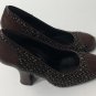 Prada tweed woven marrone vintage maryjane pumps heel leather and wool tweed 39