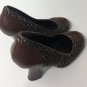 Prada tweed woven marrone vintage maryjane pumps heel leather and wool tweed 39