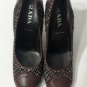 Prada tweed woven marrone vintage maryjane pumps heel leather and wool tweed 39