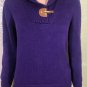 Lauren Ralph Lauren Sweater Womens Shawl Collar Purple Top Gold Clasp sz S