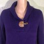 Lauren Ralph Lauren Sweater Womens Shawl Collar Purple Top Gold Clasp sz S
