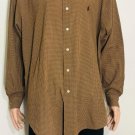 Ralph Lauren Blake Mens Brown White Checks Dress Shirt Size L