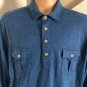 Tommy Bahama Jeans Mens Long Sleeve Two Pockets Polo Shirt Blue Sz 2XL