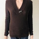 Ralph Lauren Womens Brown Knit V NECK Sweater Front Toggle size Petite Small Ralph Lauren Womens Brown Knit V NECK Sweater Front Toggle size Petite Small