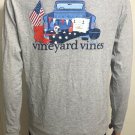 Vineyard Vines Mens Long Sleeve America Game Day Gray Pocket T-Shirt Sz S