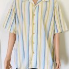 Tommy Bahama Men's XL Stripes Blue Yellow Green Ivory Shirt Palm Tree Logo Tommy Bahama Men's XL Stripes Blue Yellow Green Ivory Shirt Palm Tree Logo