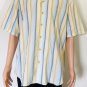 Tommy Bahama Men's XL Stripes Blue Yellow Green Ivory Shirt Palm Tree Logo