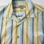 Tommy Bahama Men's XL Stripes Blue Yellow Green Ivory Shirt Palm Tree Logo
