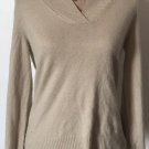 Charter Club Long Sleeve Collar V-Neck 100% Cashmere Pullover Sweater Tan Sz S