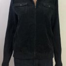 Lauren Ralph Lauren Black Corduroy Knit Sleeves Full Zip Jacket Womens Sz L