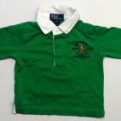 Ralph Lauren Baby Boy 9 Months Polo Green Rugby Shirt  White Collar