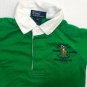 Ralph Lauren Baby Boy 9 Months Polo Green Rugby Shirt  White Collar