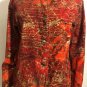 Chicos Womens 100% Cotton Button Up Red Orange Abstract Mock Neck Jacket Top 3