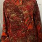 Chicos Womens 100% Cotton Button Up Red Orange Abstract Mock Neck Jacket Top 3