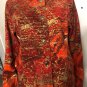 Chicos Womens 100% Cotton Button Up Red Orange Abstract Mock Neck Jacket Top 3