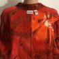 Chicos Womens 100% Cotton Button Up Red Orange Abstract Mock Neck Jacket Top 3