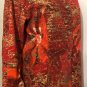 Chicos Womens 100% Cotton Button Up Red Orange Abstract Mock Neck Jacket Top 3