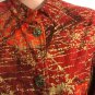 Chicos Womens 100% Cotton Button Up Red Orange Abstract Mock Neck Jacket Top 3