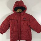 Nike Boys Toddler Red/Black Puffer Polyester Jacket Full Zip Red Size 4