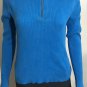 L-RL Ralph Lauren Active Womens 1/2 Zip Ribbed Sweater Patched Shoulder Blue M