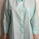 Chico's Womens Green White Striped Long Sleeve Button Up Shirt Sz 2 Chico's Womens Green White Striped Long Sleeve Button Up Shirt Sz 2