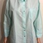 Chico's Womens Green White Striped Long Sleeve Button Up Shirt Sz 2