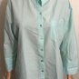 Chico's Womens Green White Striped Long Sleeve Button Up Shirt Sz 2