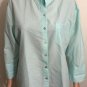 Chico's Womens Green White Striped Long Sleeve Button Up Shirt Sz 2