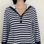 L-RL Lauren Active Womens 3/4 Sleeves Hoodie Pullover Navy White Sz L