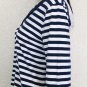 L-RL Lauren Active Womens 3/4 Sleeves Hoodie Pullover Navy White Sz L