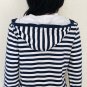 L-RL Lauren Active Womens 3/4 Sleeves Hoodie Pullover Navy White Sz L
