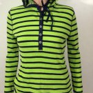 LRL Lauren Active Ralph Lauren Womens Striped Hoodie Pullover Neon Navy Size M LRL Lauren Active Ralph Lauren Womens Striped Hoodie Pullover Neon Navy Size M