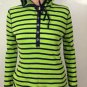 LRL Lauren Active Ralph Lauren Womens Striped Hoodie Pullover Neon Navy Size M