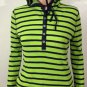 LRL Lauren Active Ralph Lauren Womens Striped Hoodie Pullover Neon Navy Size M